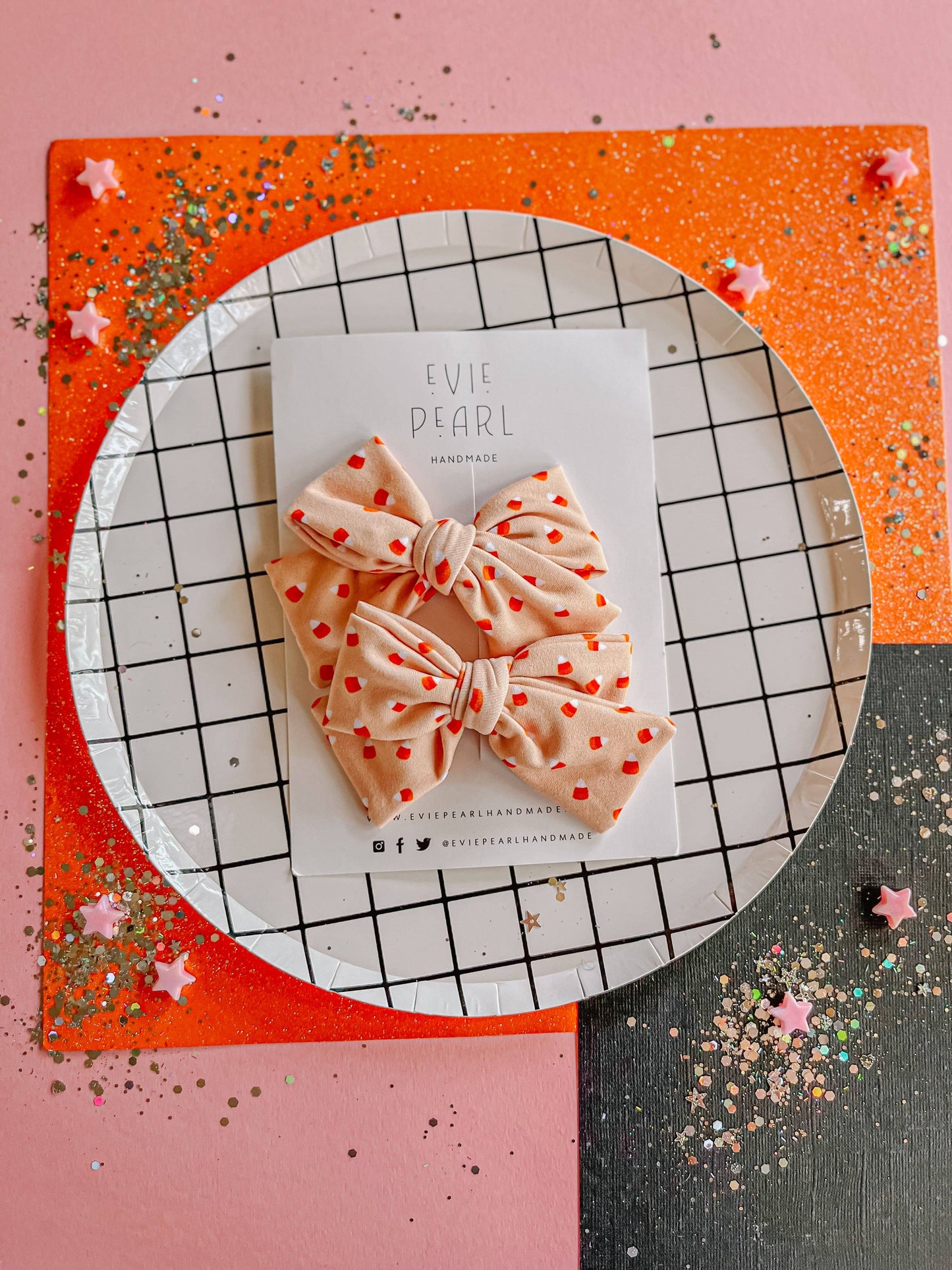 Peachy| Pink Candy Corn Medium Pinwheel Pigtail