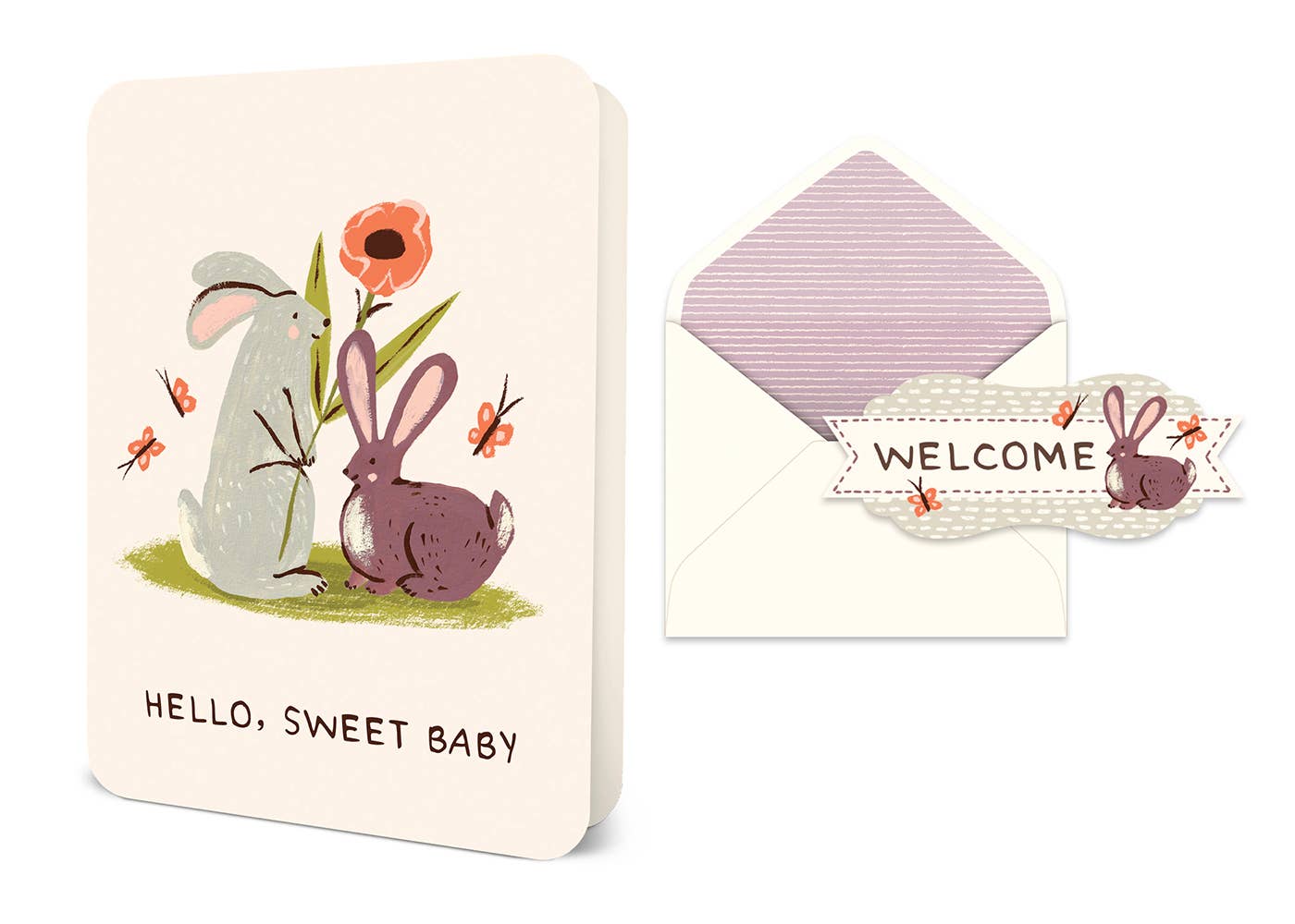 Hello, Sweet Baby Bunnies Deluxe Greeting Card