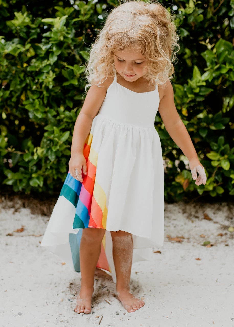 Kids Vivid Rainbow Halter Hi Lo Spring Summer Dress