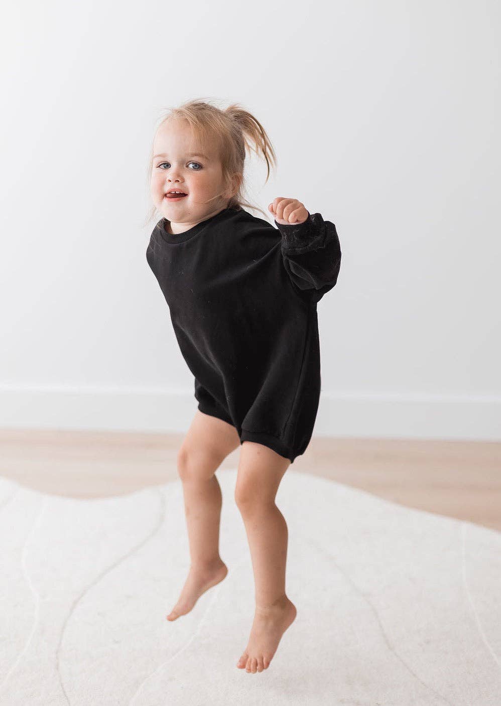 Sweatshirt Bubble Romper | Black