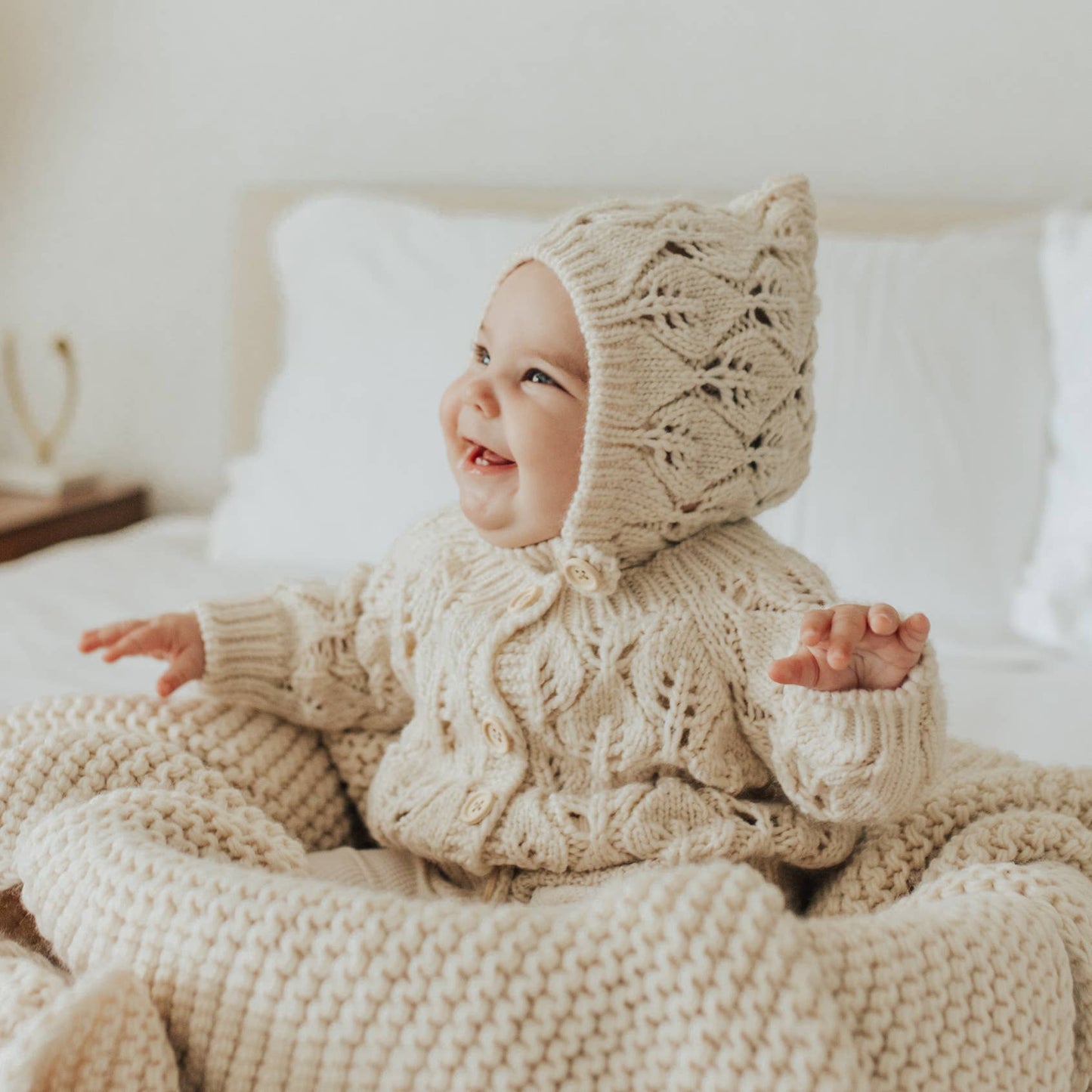 Leaf Lace Hand Knit Cardigan Sweater