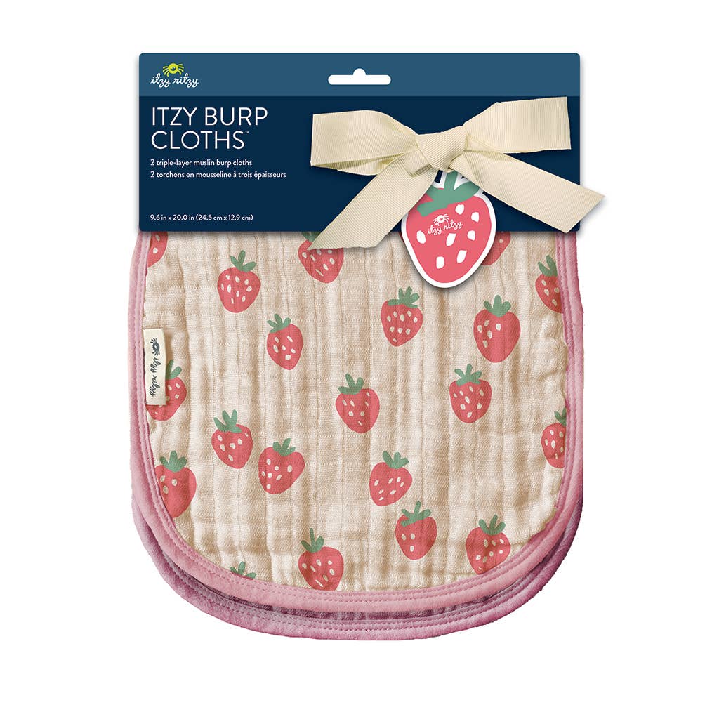 Itzy Burp Cloths™: Strawberries + Cream