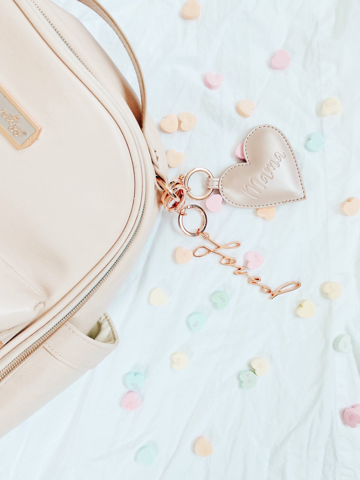 Rose Gold Loved Charm Keychain