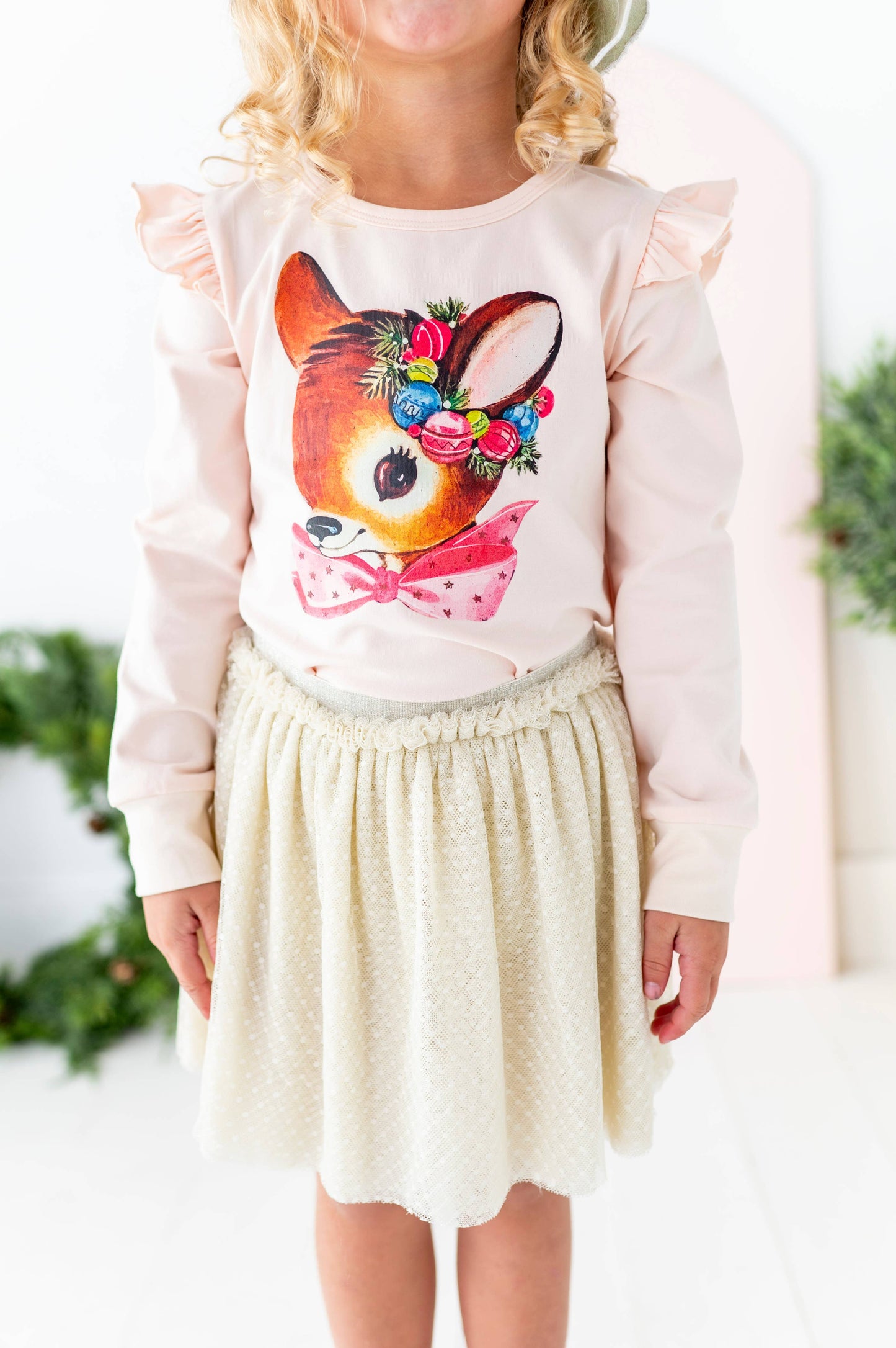 Vintage Deer | PINK Graphic Ruffle Shirt