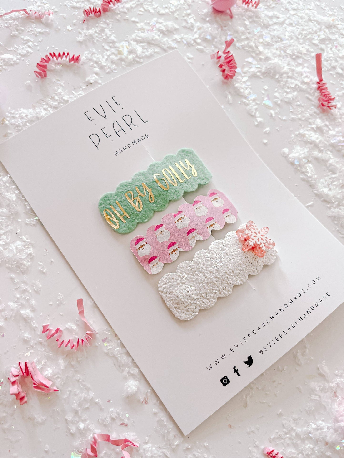 Oh By Golly Pink Santa Snap Clip Set