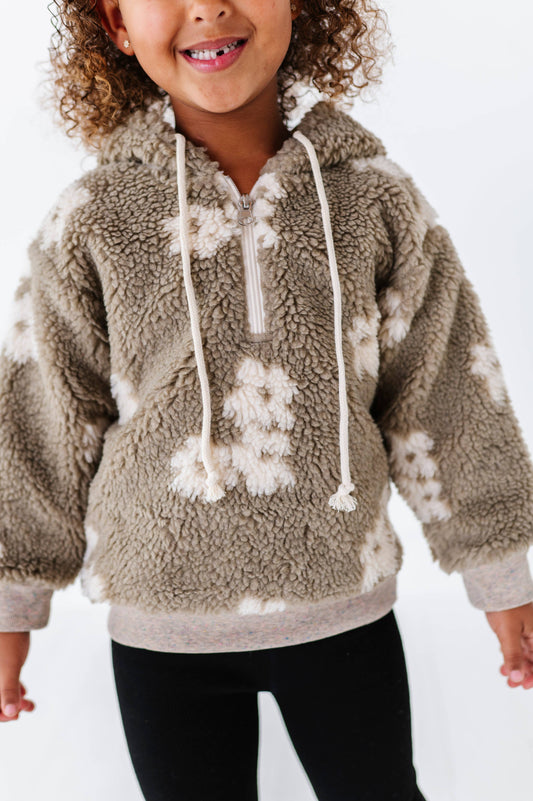 Taupe Floral Sherpa Hoodie