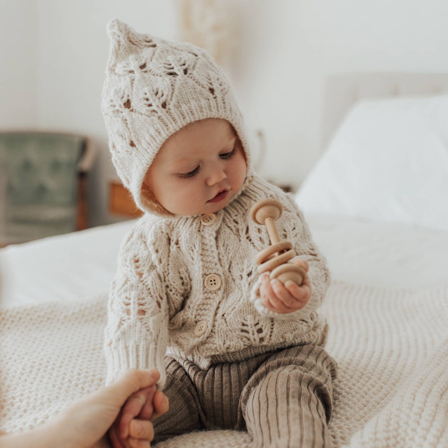 Leaf Lace Hand Knit Cardigan Sweater