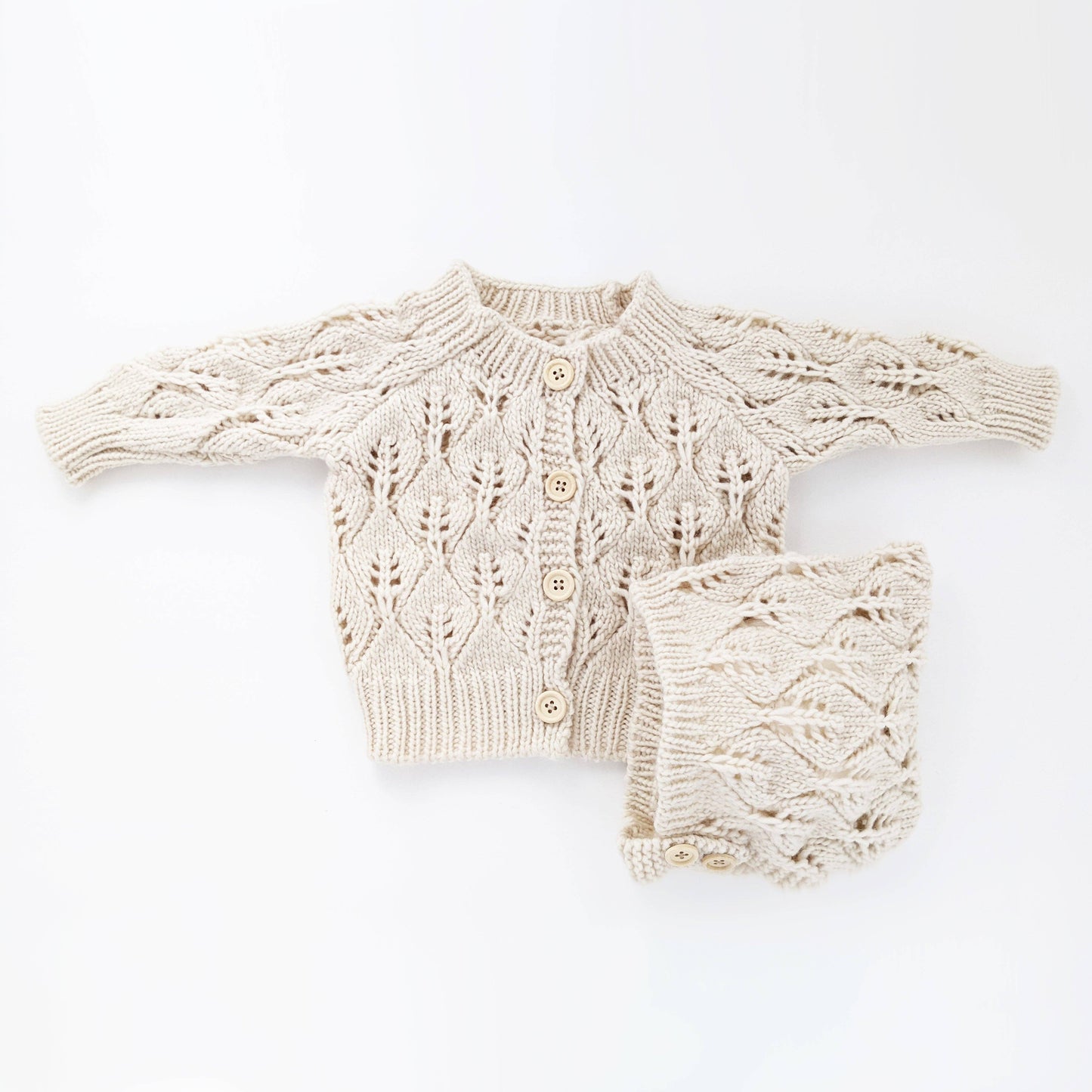 Leaf Lace Hand Knit Cardigan Sweater