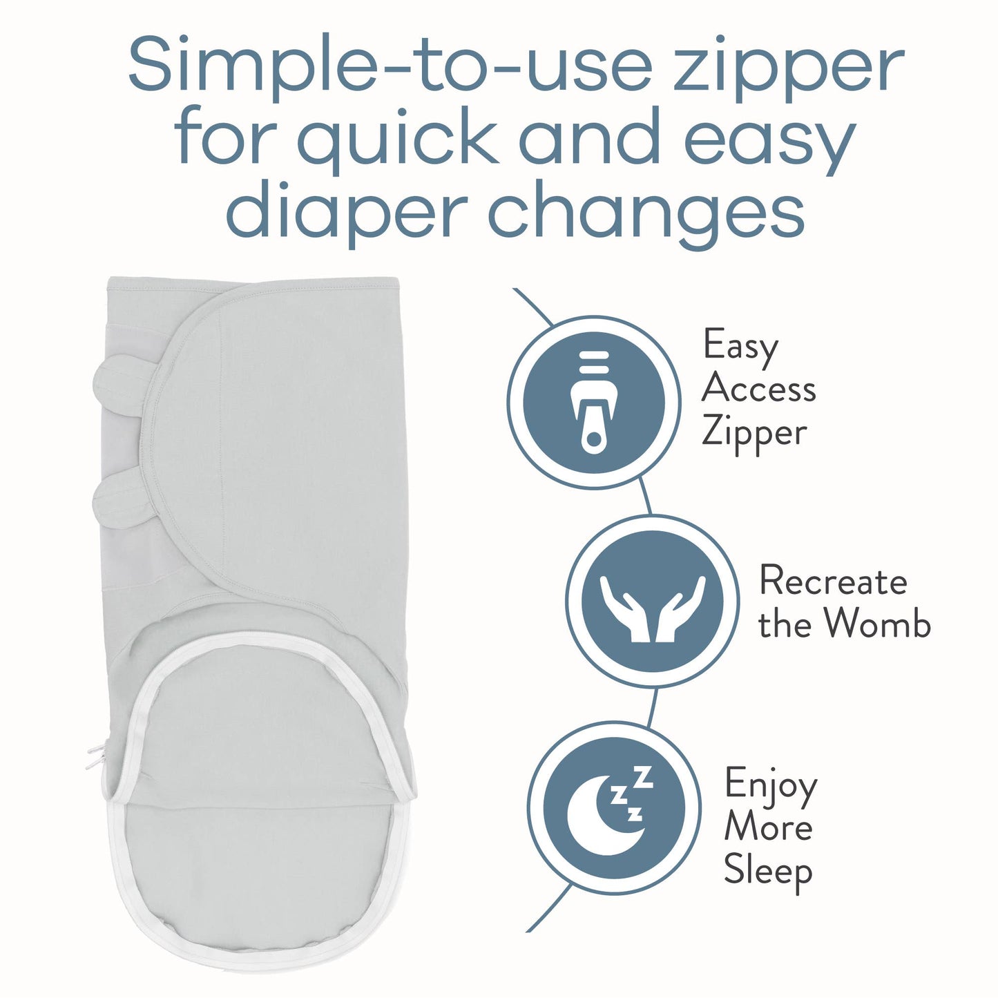 Baby Easy Swaddle Blankets w/ Zipper - 3 Pack