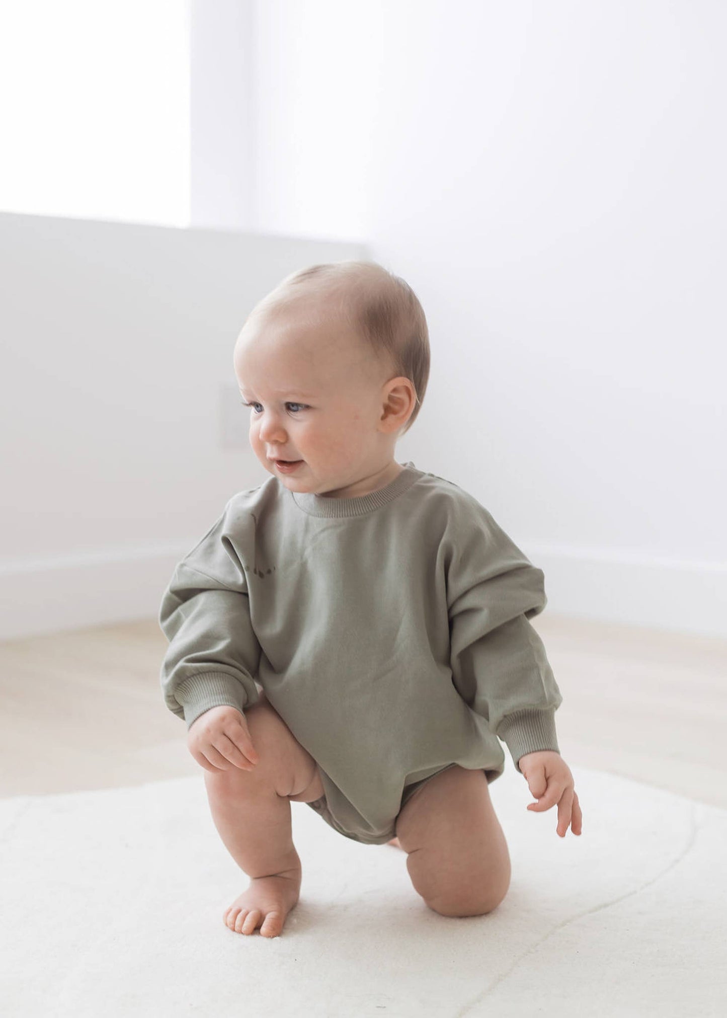 Sweatshirt Bubble Romper | Basil