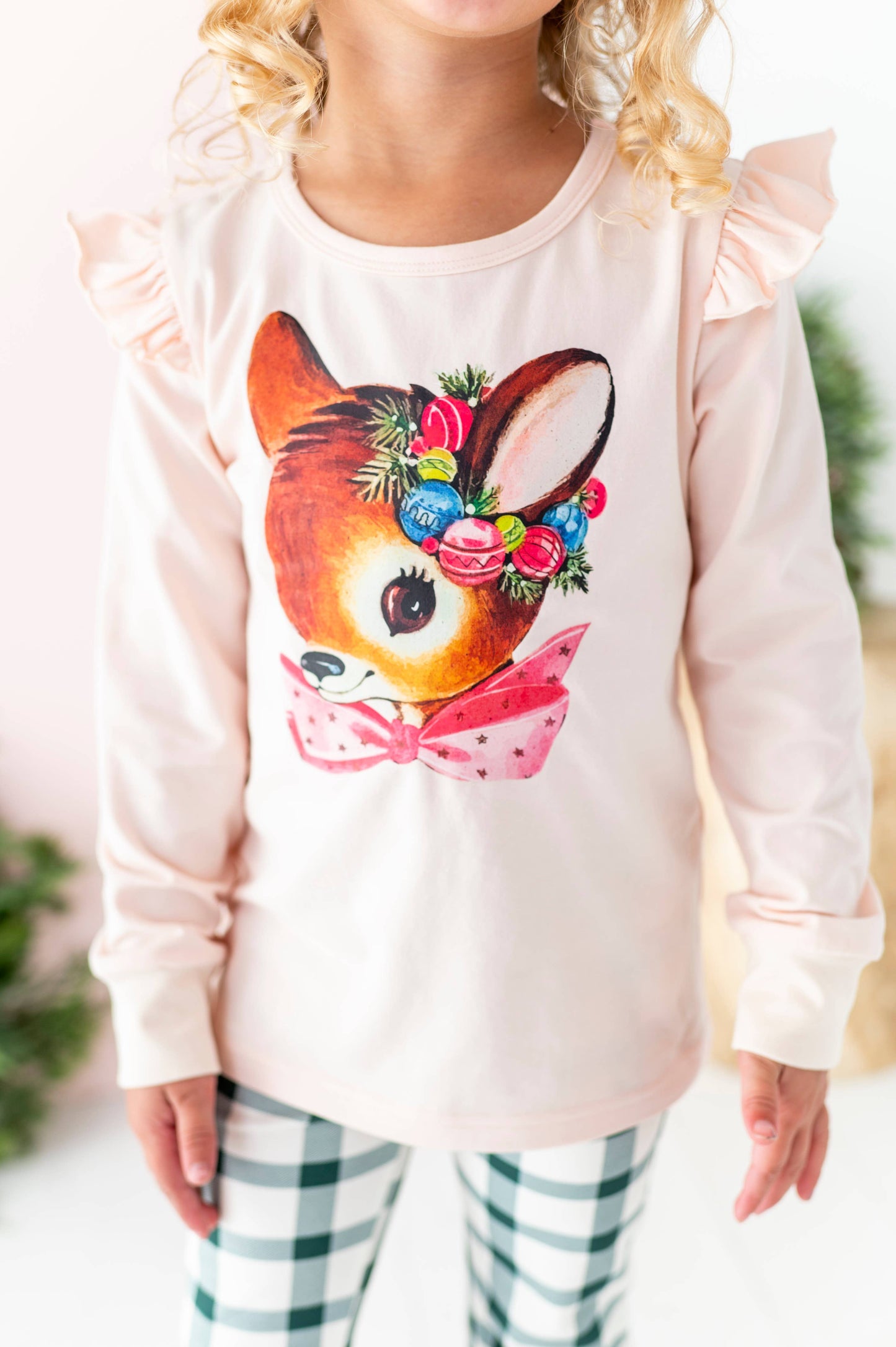 Vintage Deer | PINK Graphic Ruffle Shirt