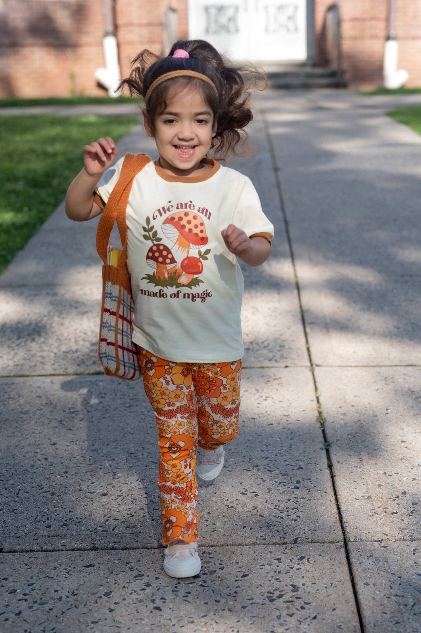 70s Flower Power Jersey Knit Bell Bottoms