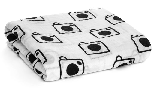 Organic Cotton Muslin Swaddle - Camera