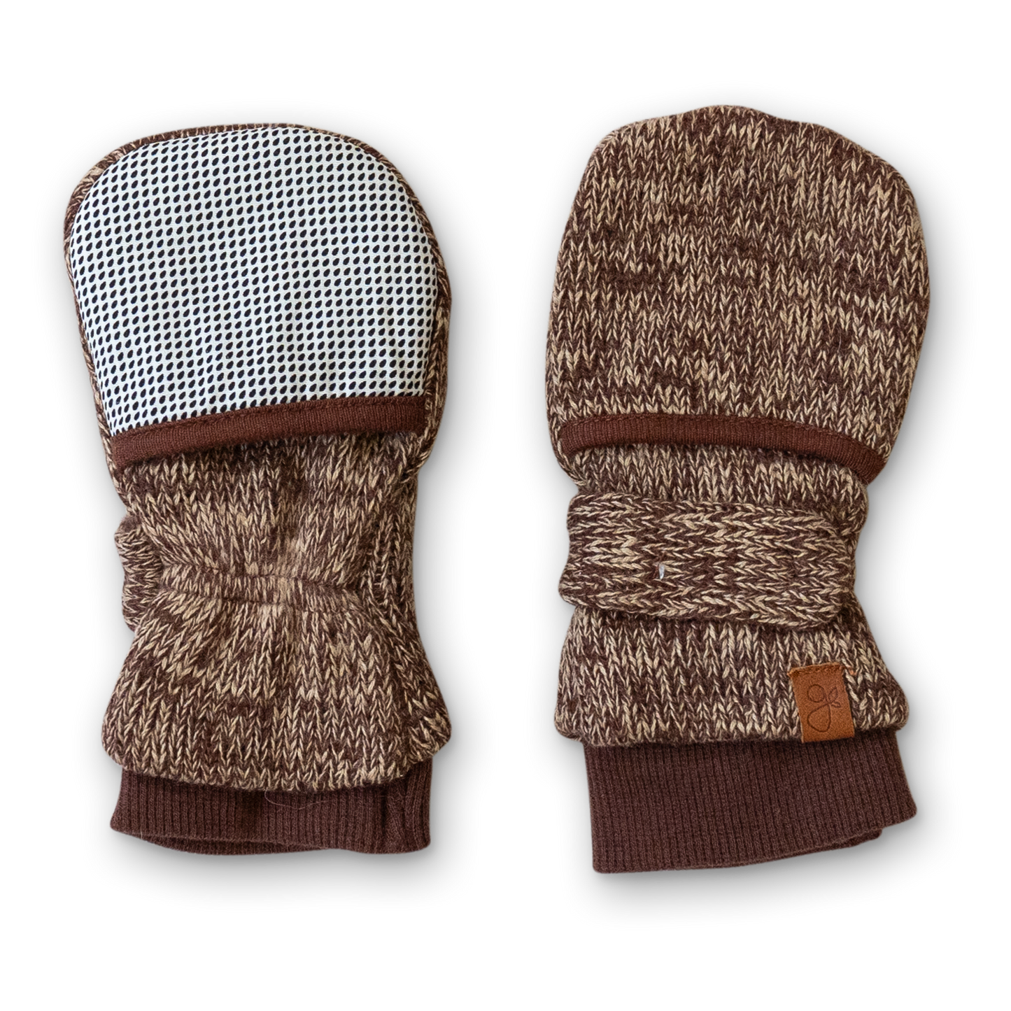 Cotton Knit Baby Stay-On Mitts - Bark