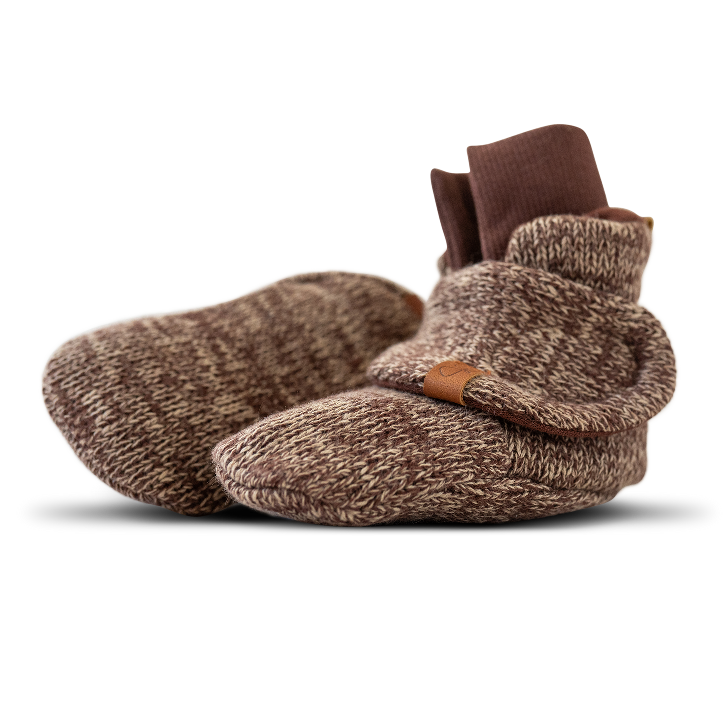 Knit Cotton Baby Stay-On Boots - Bark