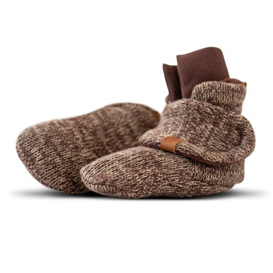 Knit Cotton Baby Stay-On Boots - Bark