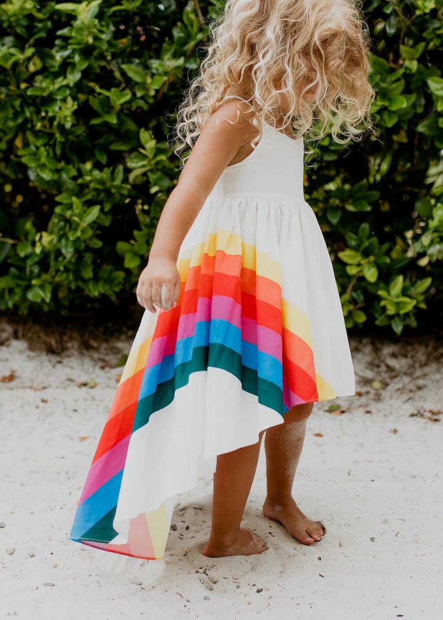 Kids Vivid Rainbow Halter Hi Lo Spring Summer Dress