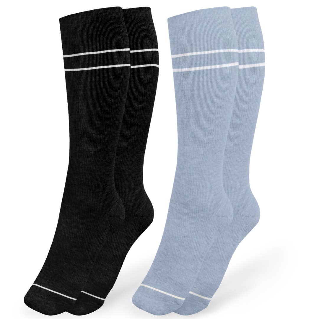 Maternity & Postpartum Compression Socks 2 Pack: Slate Blue & Black