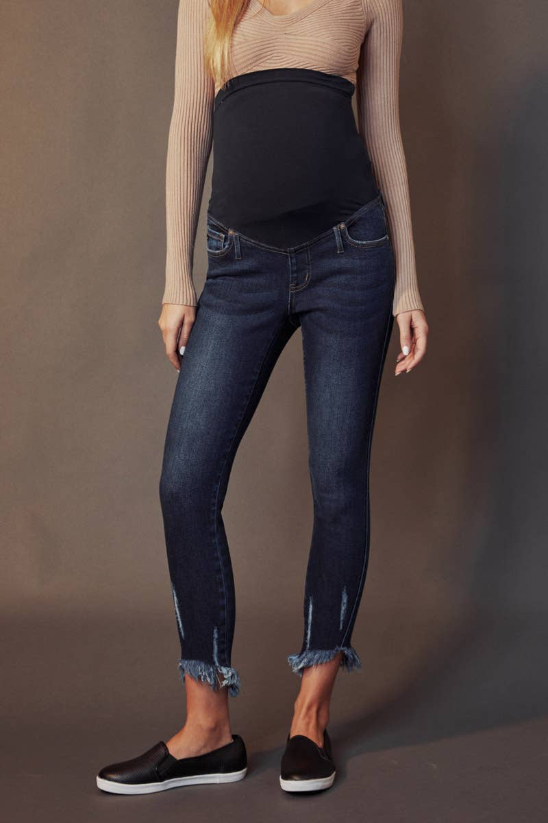 Kan Can Maternity Jeans - Dark Distressed